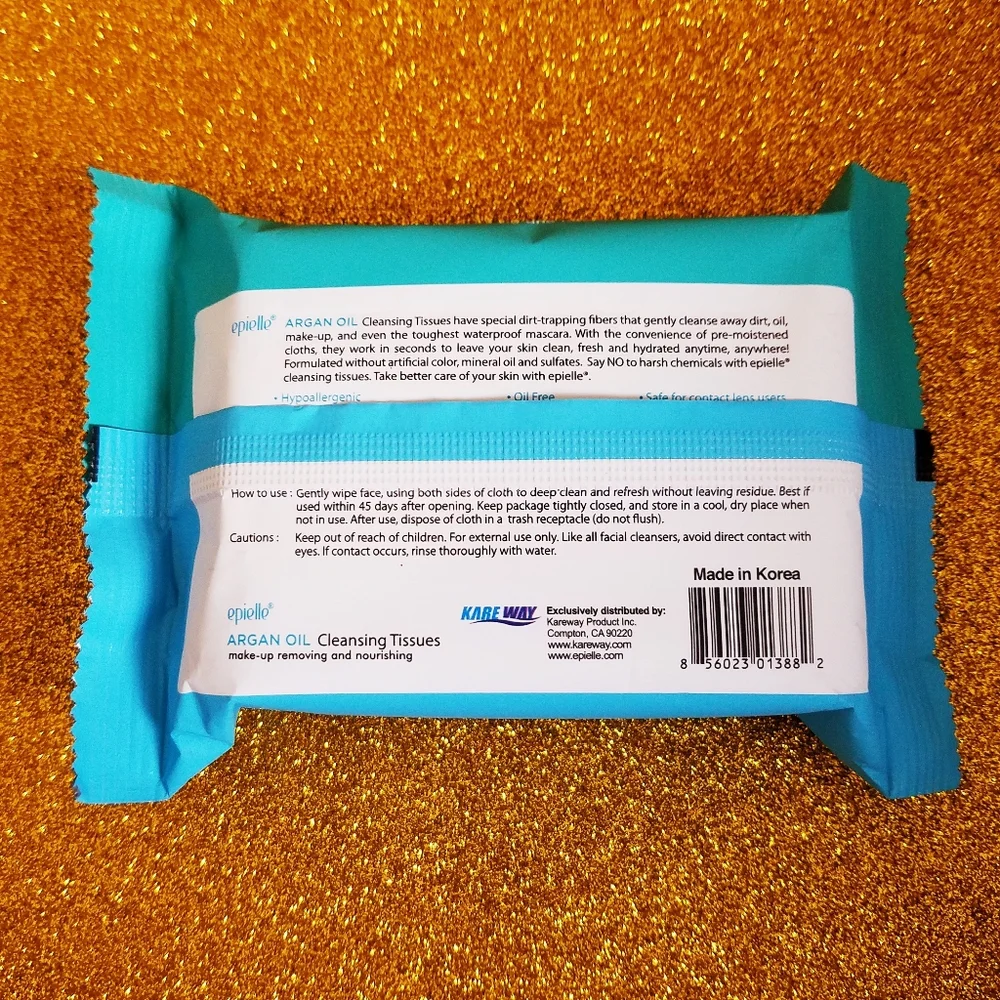 2 Pack Argan Oil Makeup Remover Cleansing Wipes Vitamin E Aloe Vera 60‎ Wipes